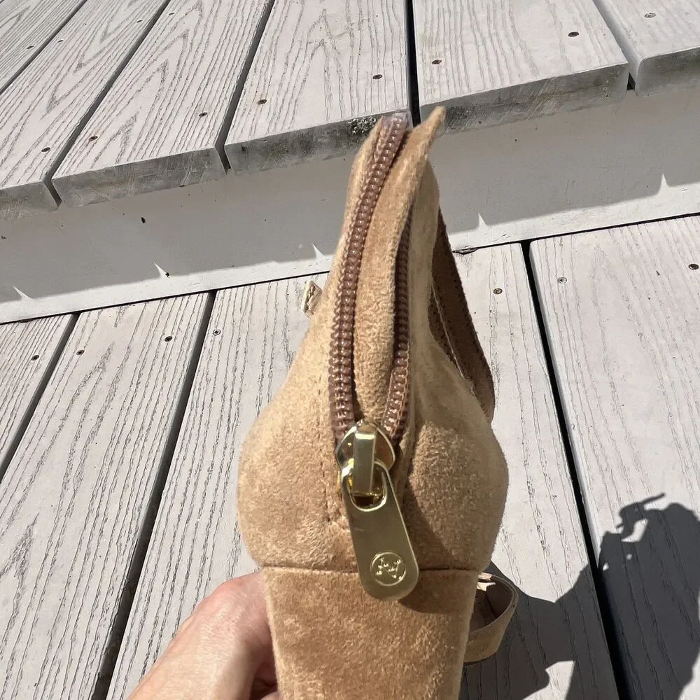 Adrienne Vittadini Women’s Beige Suede Pointed Toe Strappy Block Heels US 10
